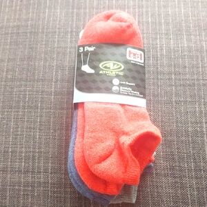 Athletic Works Men's Red and Blue Athletic Socks - 3 Pack